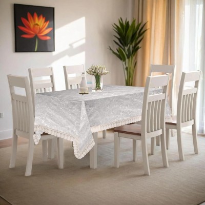 Casanest Checkered 6 Seater Table Cover(White, PVC)