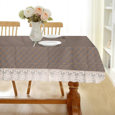 Casanest Checkered 6 Seater Table Cover(Grey, PVC)