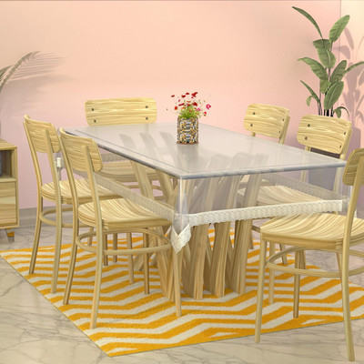KUBER INDUSTRIES Solid 6 Seater Table Cover(Transparent, Plastic)