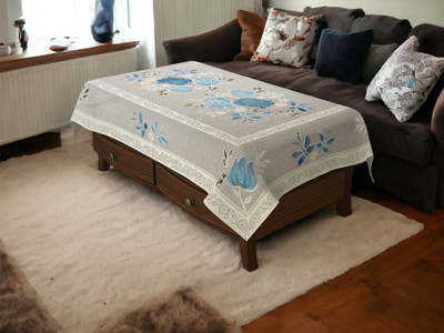 Bigger fish Self Design 4 Seater Table Cover(Blue, Cotton)