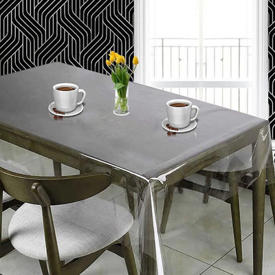 Dasvilla PVC 4 Seater Solid Table Cover(Transparent)