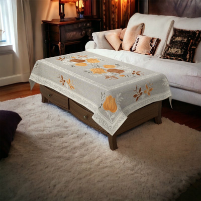 Bigger fish Self Design 4 Seater Table Cover(Brown, Cotton)