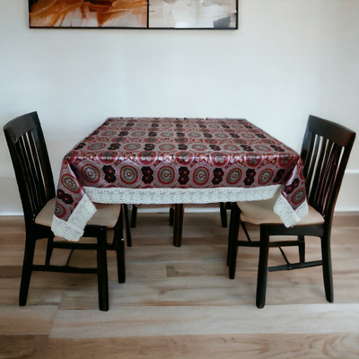 Mopak Decor Printed 6 Seater Table Cover(Red, Polyester)