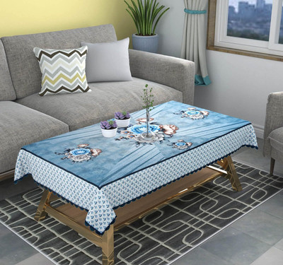 Goodson Velvet 4 Seater Printed Table Cover(Blue)