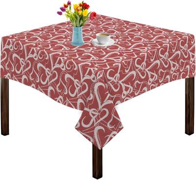OASIS Printed 2 Seater Table Cover(Red, Cotton)