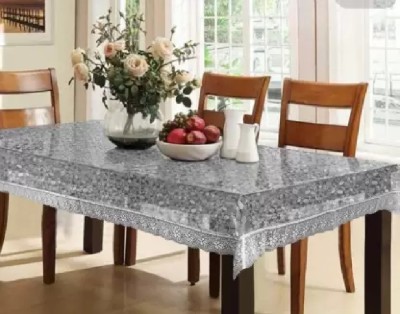 Shri Ganesh Handloom Printed 4 Seater Table Cover(Silver With White Lace, PVC)