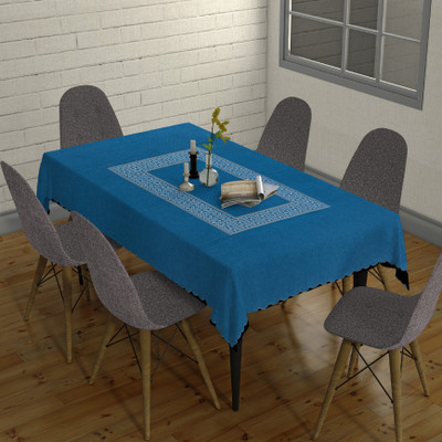 Sunrise Solid 4 Seater Table Cover(Blue, Polyester)