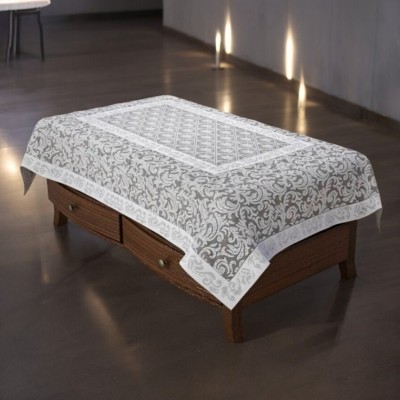 Shri Ganesh Handloom Checkered 4 Seater Table Cover(Silver, Cotton)