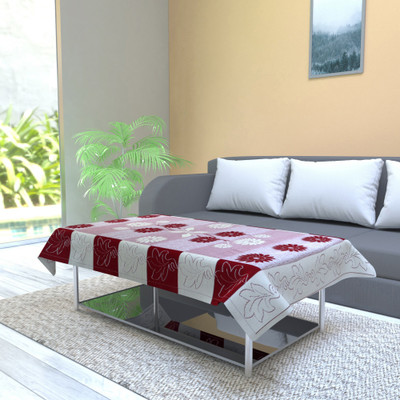 CASA FURNISHING Polyester 4 Seater Floral Table Cover(Maroon)
