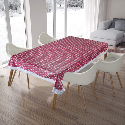 BHARAT RETAIL INC PVC 4 Seater Printed Table Cover(Pink)