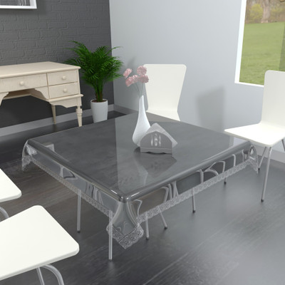MONKDECOR Solid 2 Seater Table Cover(Transparent, PVC)