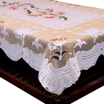 Crosmo Cotton 4 Seater Floral Table Cover(Brown)