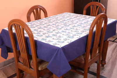 Dekor World Cotton 4 Seater Printed Table Cover(Blue)