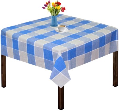 OASIS Checkered 2 Seater Table Cover(Blue, Grey, Cotton)