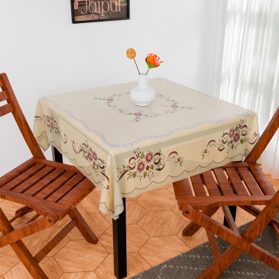 KUBER INDUSTRIES Self Design 4 Seater Table Cover(Cream, PVC)