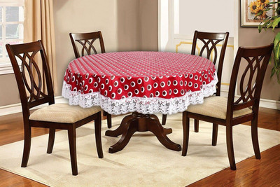 The Furnishing Tree PVC 4 Seater Printed Table Cover(Red)