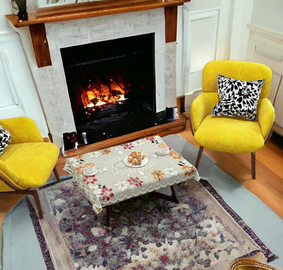 MANGERAM Floral 2 Seater Table Cover(Yellow, Cotton)
