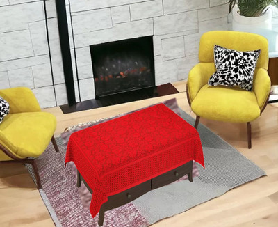 MANGERAM Checkered 2 Seater Table Cover(Maroon, Cotton)