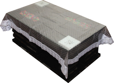KUBER INDUSTRIES Self Design 4 Seater Table Cover(Silver, PVC (Polyvinyl Chloride))
