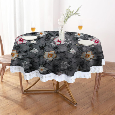 Wings Star Self Design 4 Seater Table Cover(Multicolor, Polyester)