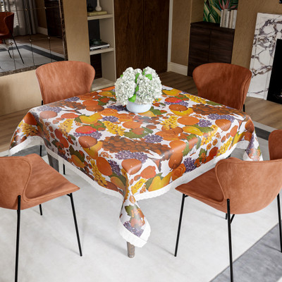 HOMESTIC PVC 4 Seater Self Design Table Cover(Multicolor)