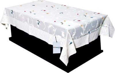 HOMESTIC Floral 4 Seater Table Cover(White, Cotton)