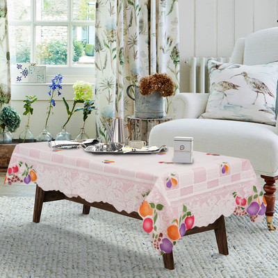 D P C Embroidered 4 Seater Table Cover(Pink, Polyester)