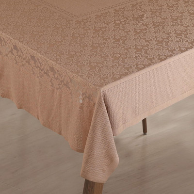 homerz Cotton 4 Seater Floral Table Cover(Brown)