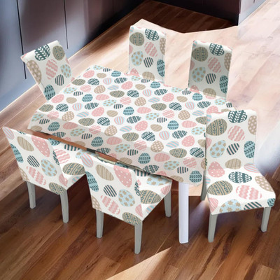 KUBER INDUSTRIES Self Design 6 Seater Table Cover(White, Polyester, Pack of 7)