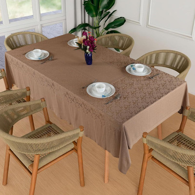 homerz Cotton 6 Seater Floral Table Cover(Hazelnut mouse)