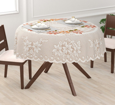 EASTTARDOMM Floral 4 Seater Table Cover(Beige, Cotton)