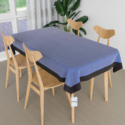HOMESTIC Self Design 4 Seater Table Cover(Blue, Cotton)
