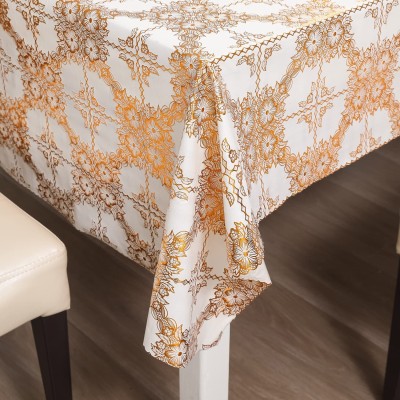 HOKiPO Floral 8 Seater Table Cover(Gold, PVC)