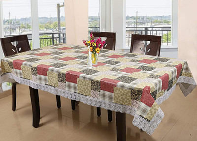 ZITIN Printed, Checkered 6 Seater Table Cover(Multicolor, PVC)