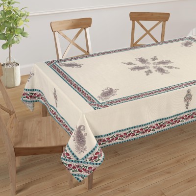 SWAYAM Floral 8 Seater Table Cover(White & Red & Teal, Polyester)