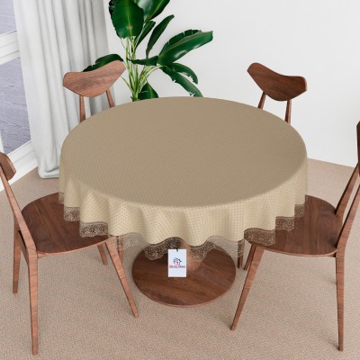 Heart Home Self Design 4 Seater Table Cover(Golden, PVC)