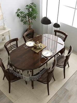 iC ICONIC CHOICE PVC 6 Seater Self Design Table Cover(Transparent)
