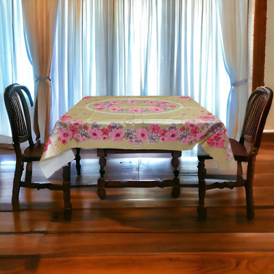 Mopak Decor Embroidered 6 Seater Table Cover(Gold, Polyester)