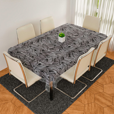 KUBER INDUSTRIES Self Design 8 Seater Table Cover(Black, PVC)