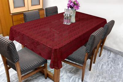 GAURANG Self Design 6 Seater Table Cover(Maroon, Cotton)