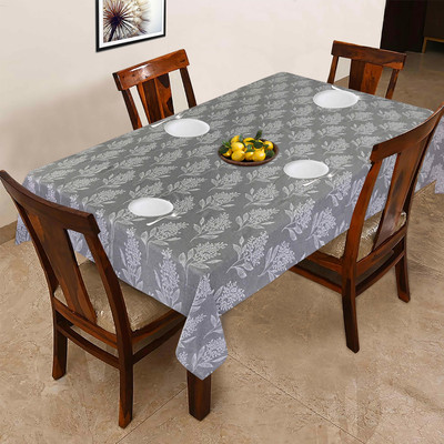 OASIS Cotton 4 Seater Self Design Table Cover(Grey)