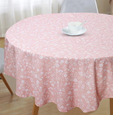 The TwoThreads Cotton 4 Seater Floral Table Cover(Pink)