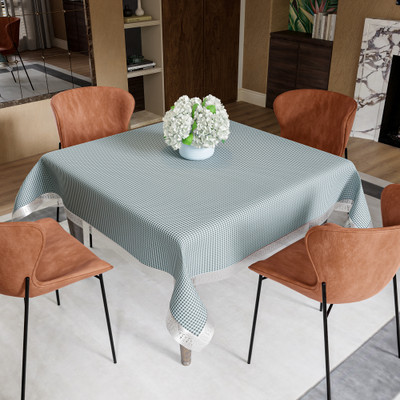Heart Home PVC 4 Seater Self Design Table Cover(Grey)