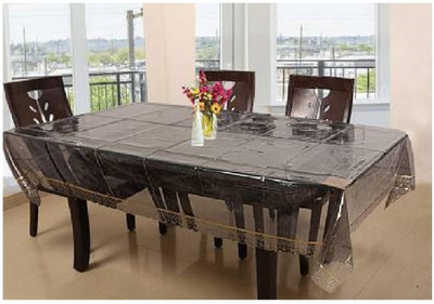 dakshrup Solid 4 Seater Table Cover(Transparent, PVC)