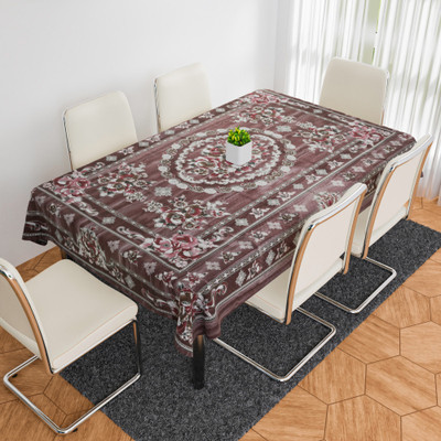 KUBER INDUSTRIES Floral 6 Seater Table Cover(Maroon, PVC)