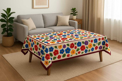 CASA FURNISHING Polyester 4 Seater Floral Table Cover(Multicolor)