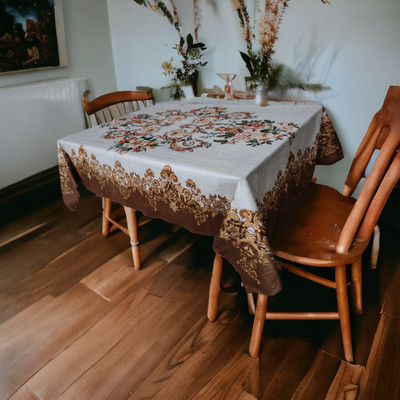 Mopak Decor Printed 4 Seater Table Cover(Brown, Polyester)