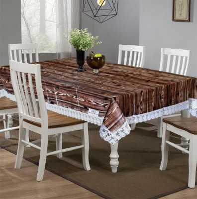 Heart Home Checkered 6 Seater Table Cover(Brown, Cotton)