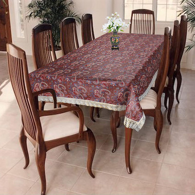homerz Plastic 8 Seater Floral Table Cover(Maroon)