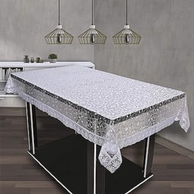 ZITIN Printed, Polka 6 Seater Table Cover(Silver, PVC, Plastic)